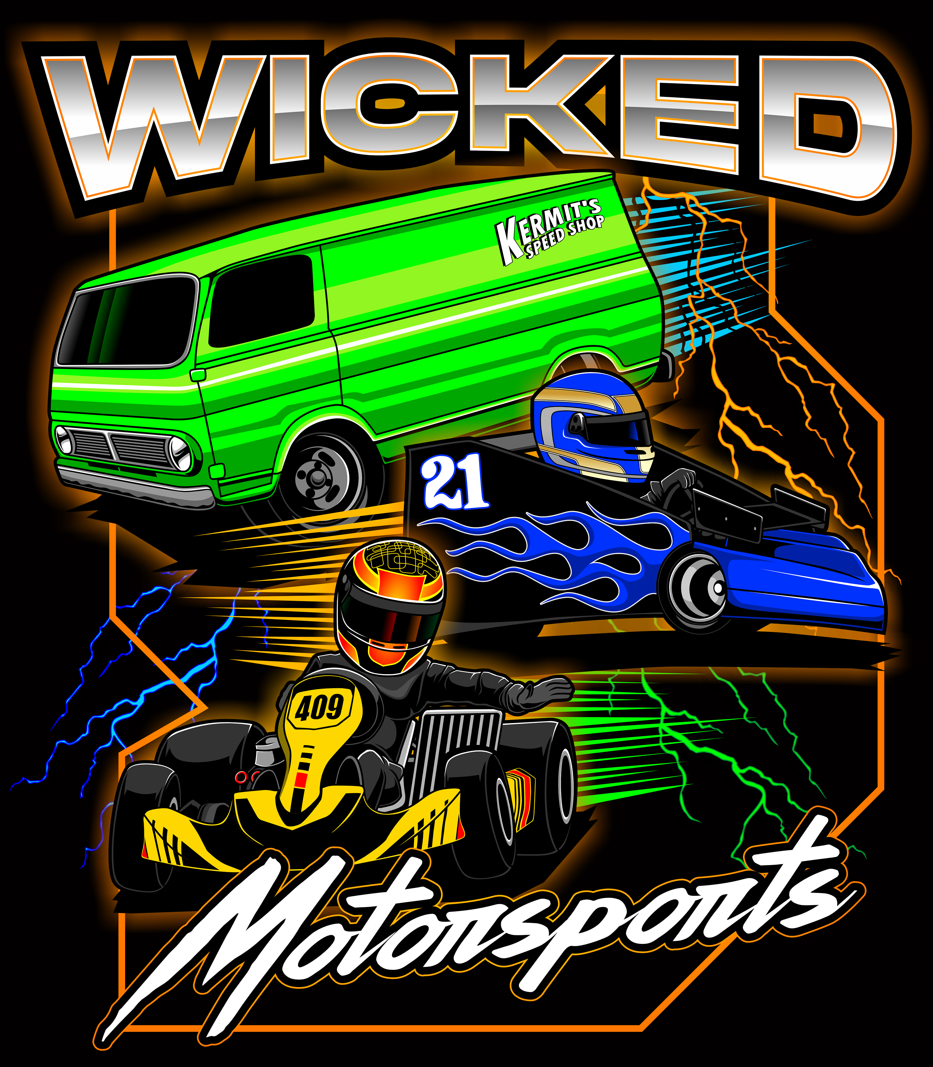 Wicked Motorsports Black Acid Apparel