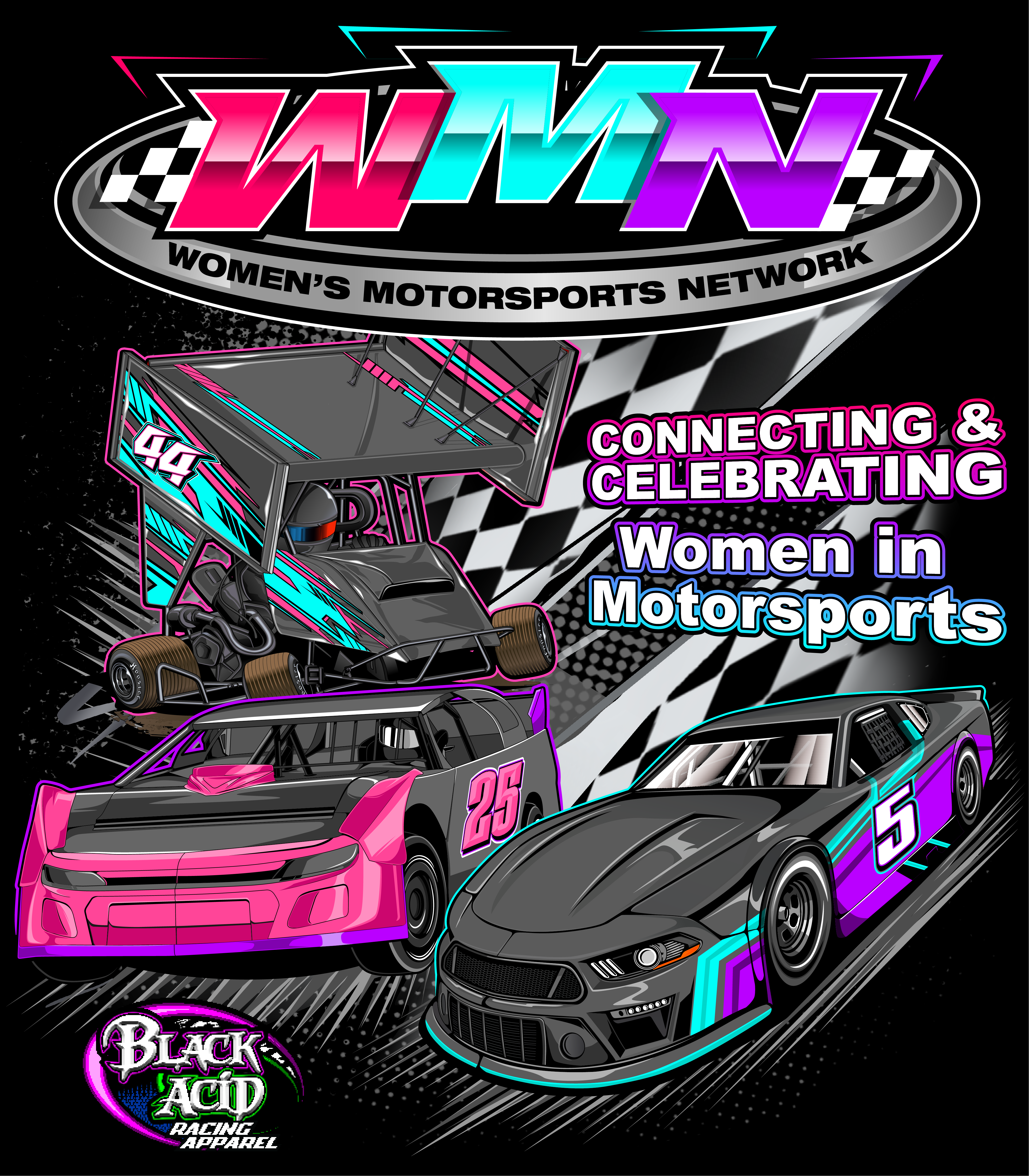 Women's Motorsports Network Black Acid Apparel