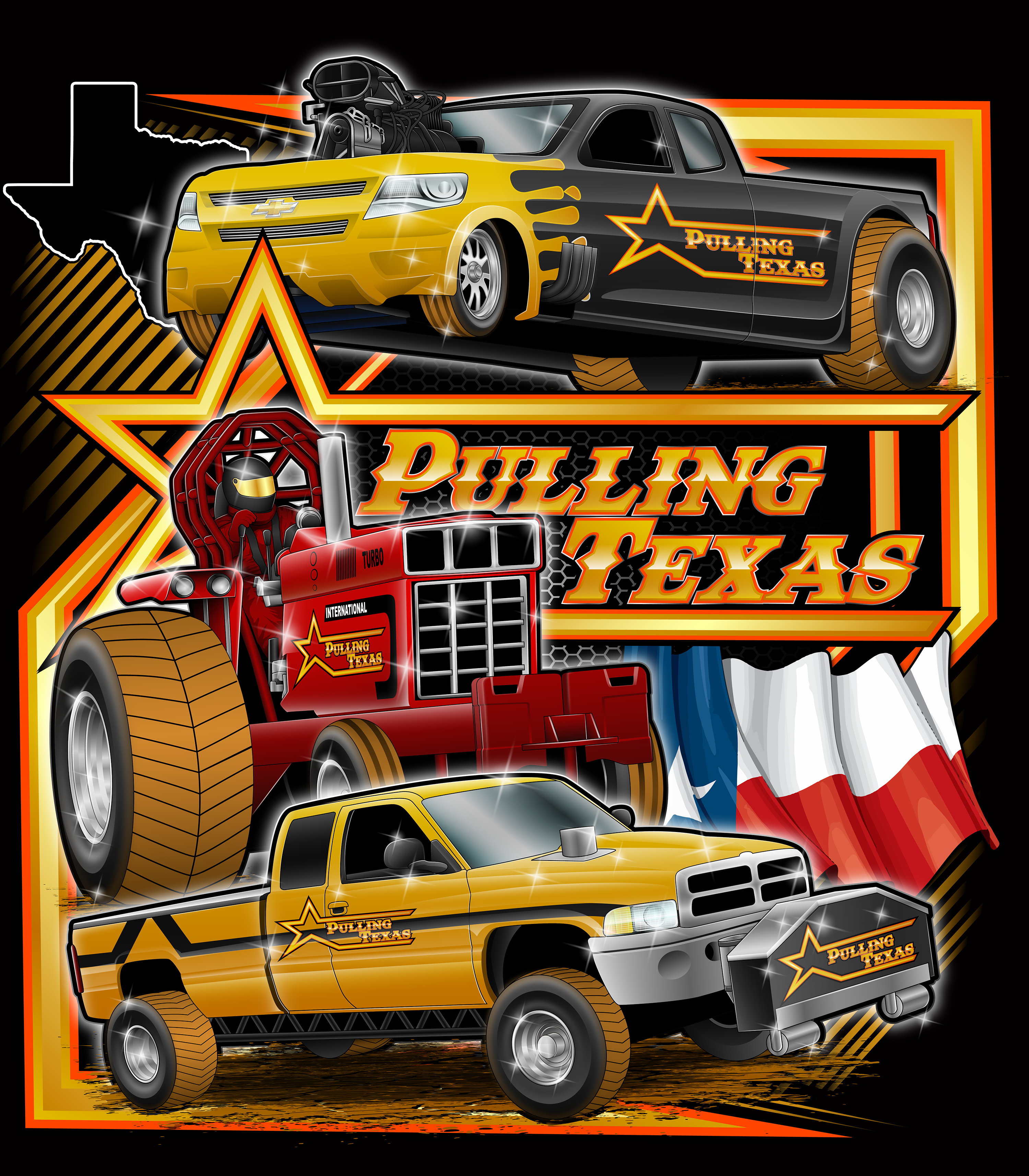 Pulling-Texas Black Acid Apparel