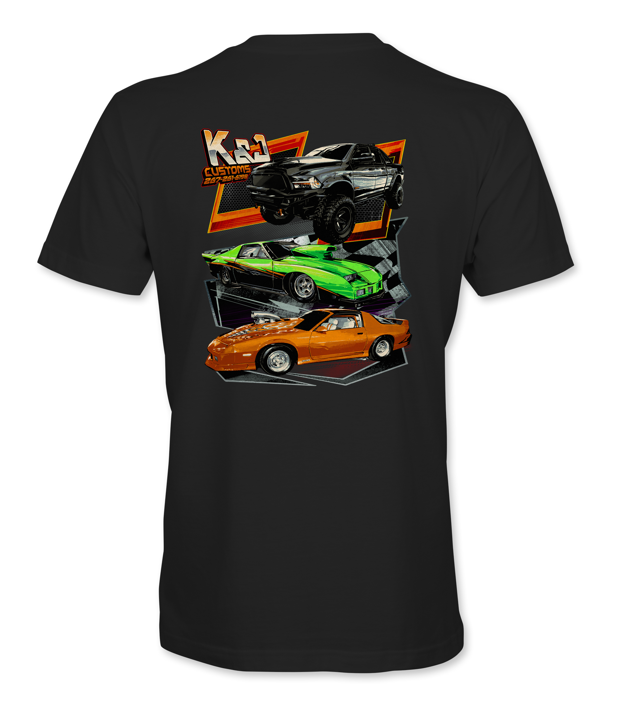 K&J Customs T-Shirts Black Acid Apparel