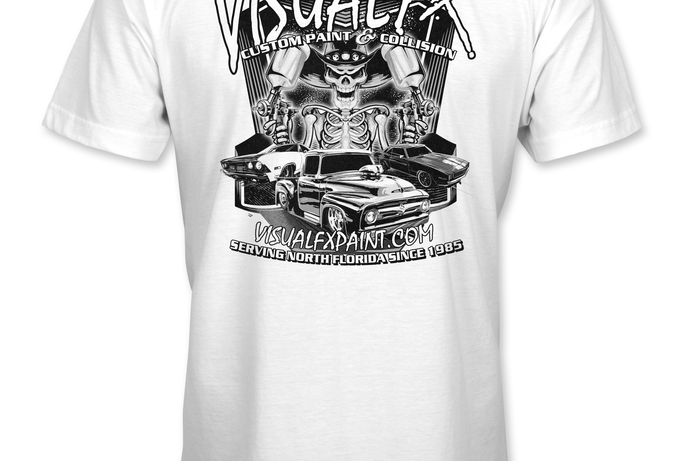 Visual FX Black and White T-Shirts Black Acid Apparel