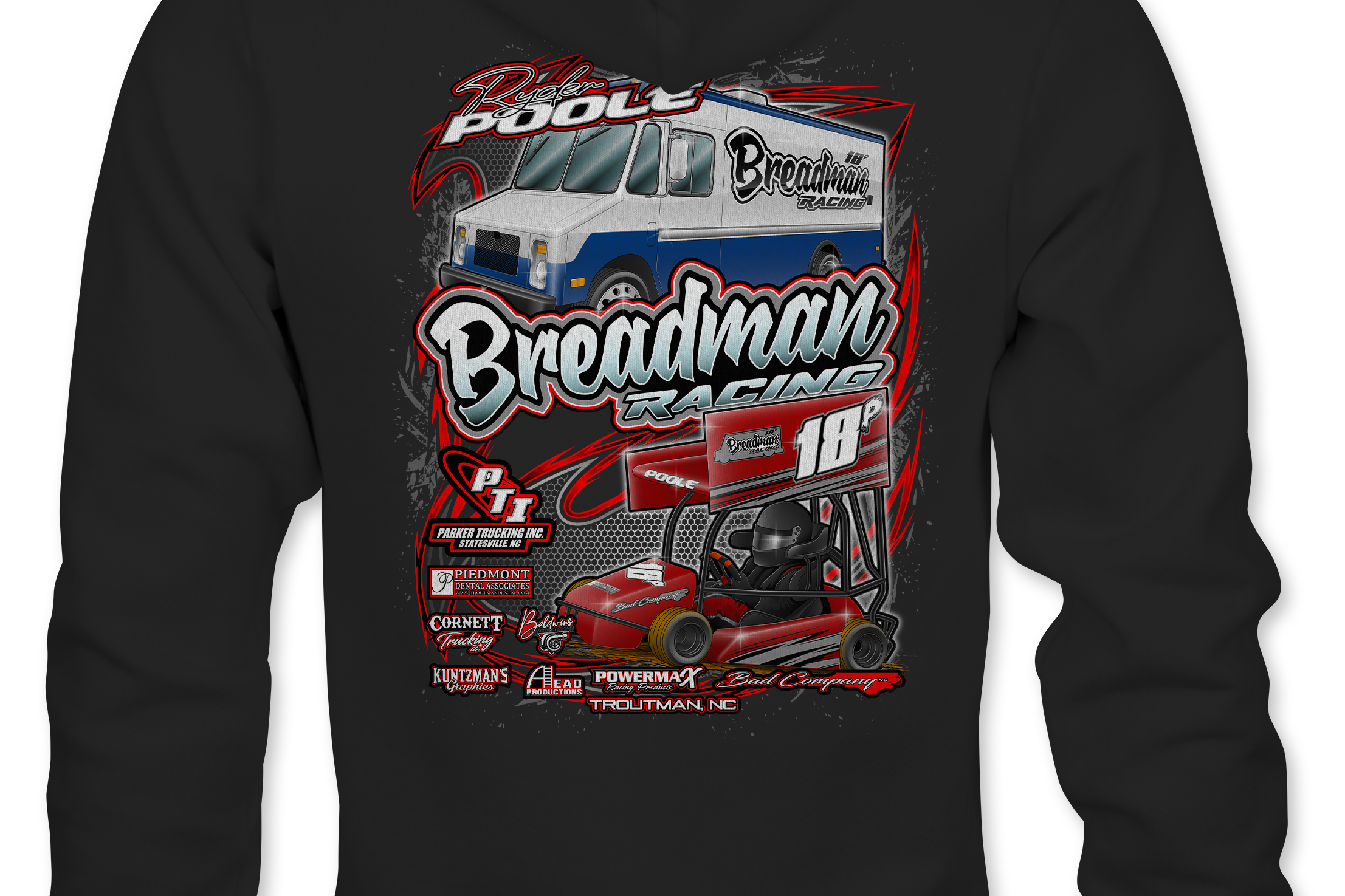 Breadman Racing Hoodies Black Acid Apparel