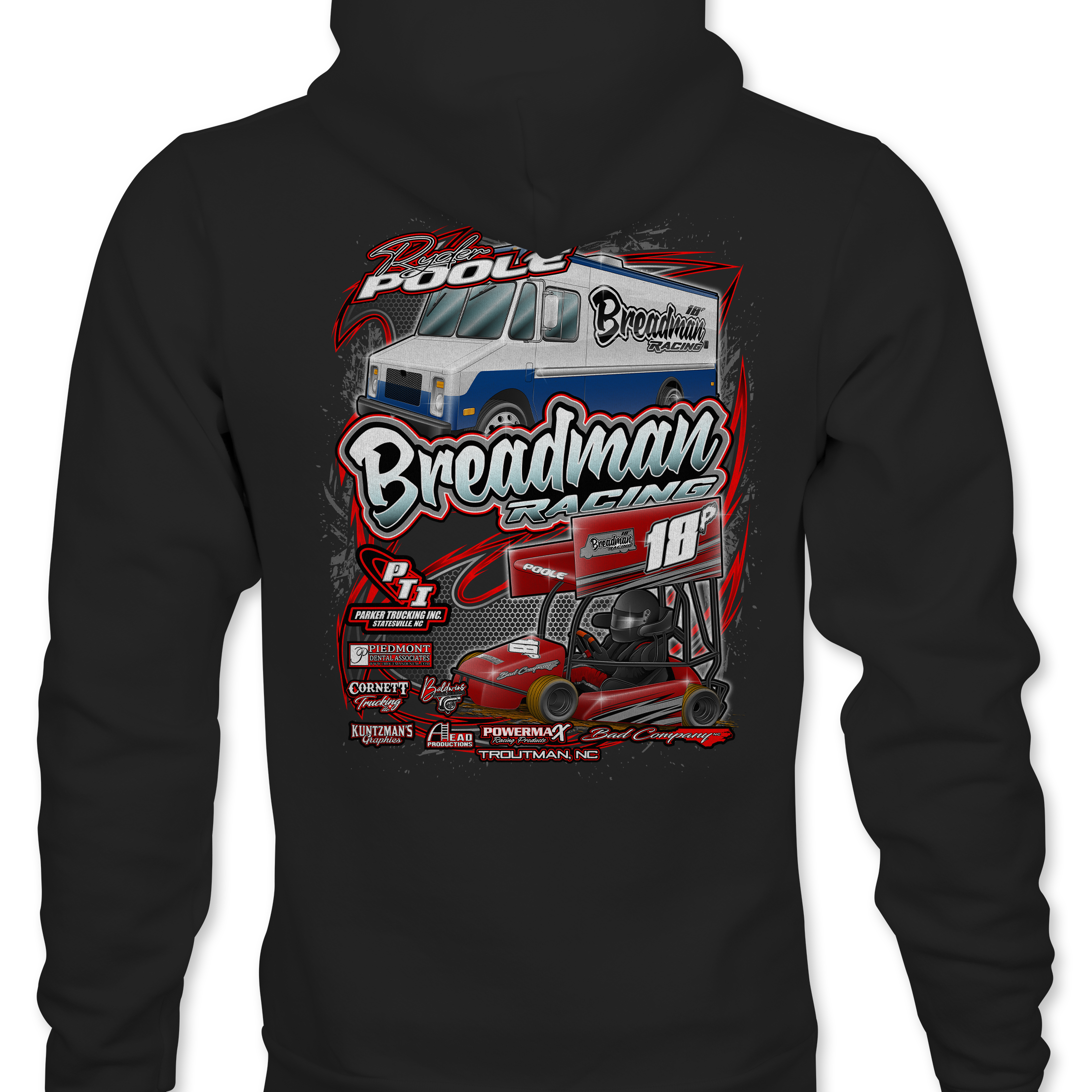 Breadman Racing Hoodies Black Acid Apparel