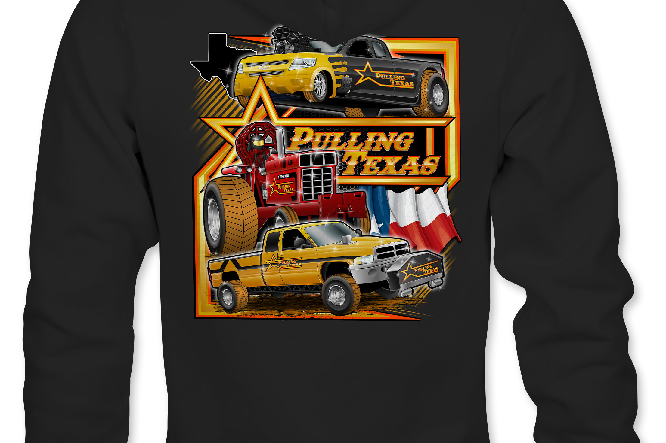 Pulling Texas Hoodies Black Acid Apparel