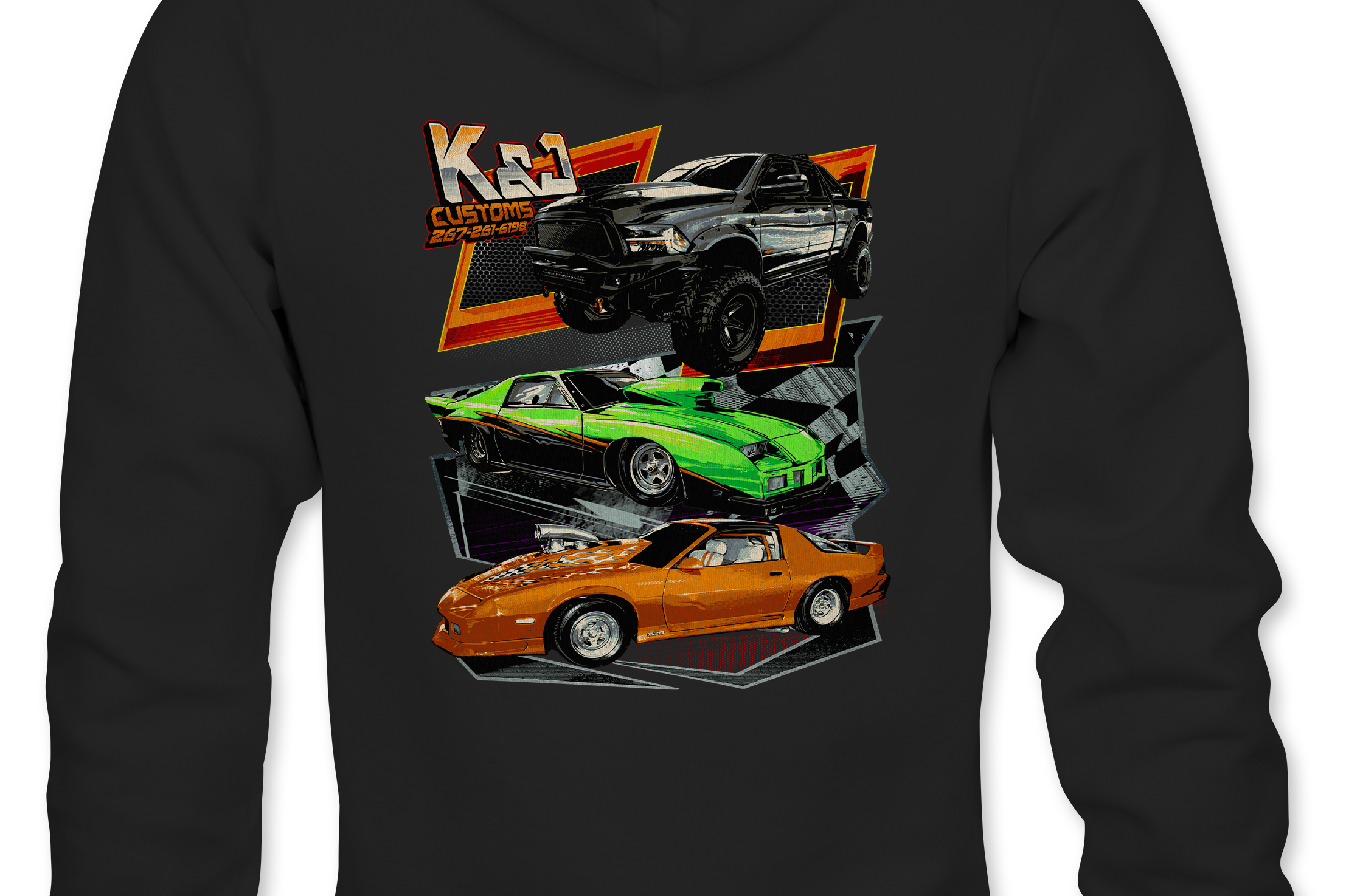 K&J Customs Hoodies Black Acid Apparel