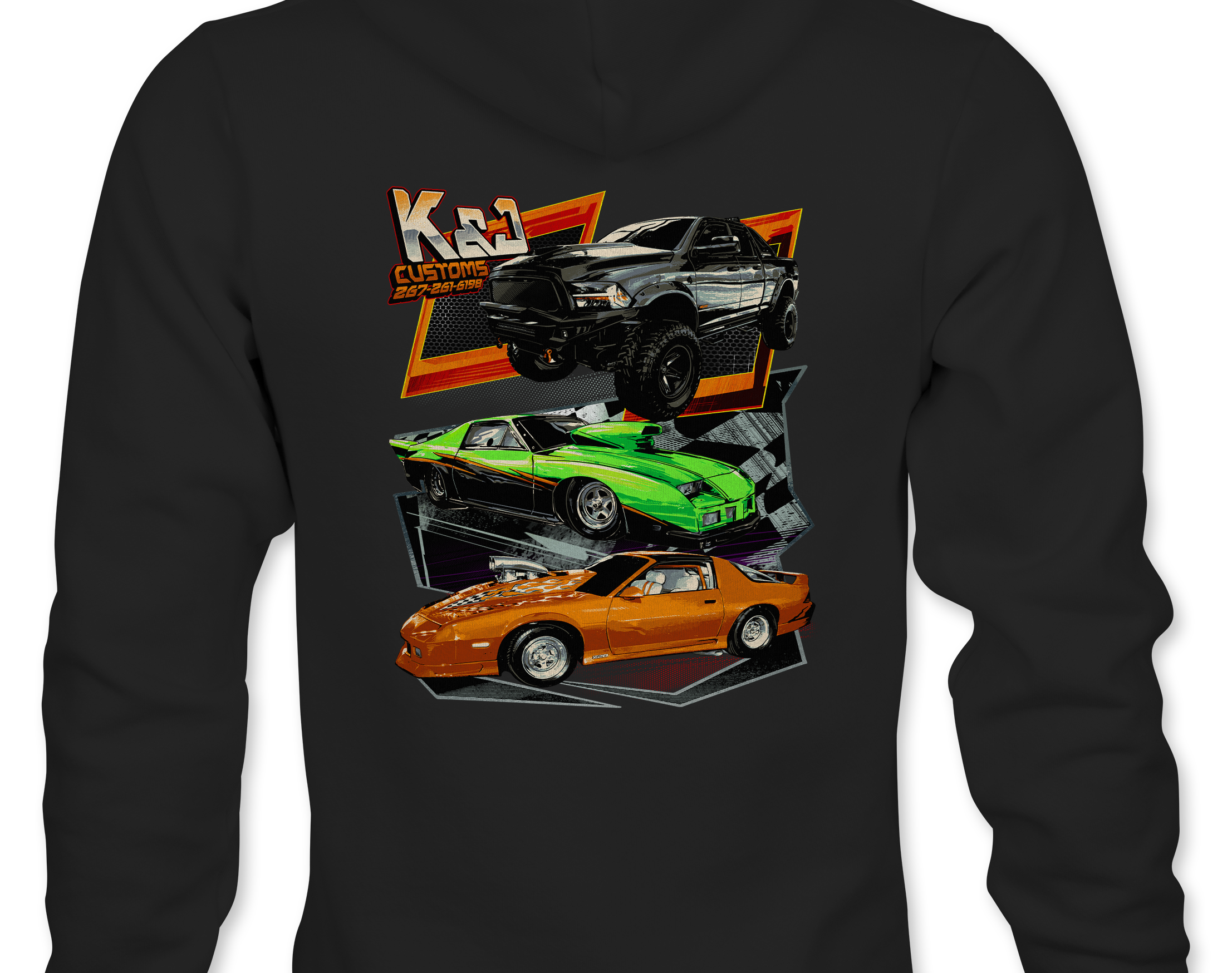 K&J Customs Hoodies Black Acid Apparel