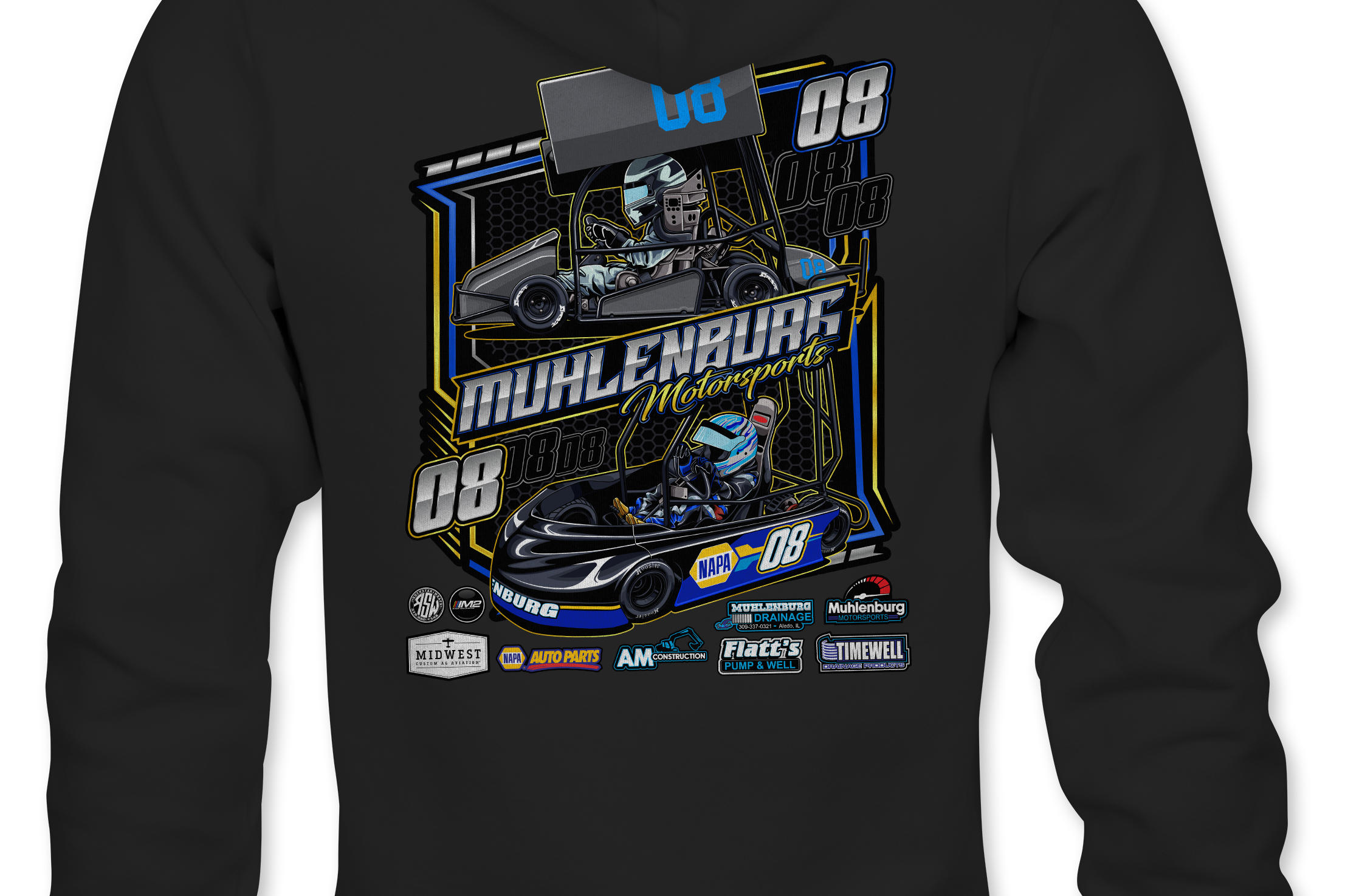 Muhlenburg Motorsports Hoodies Black Acid Apparel