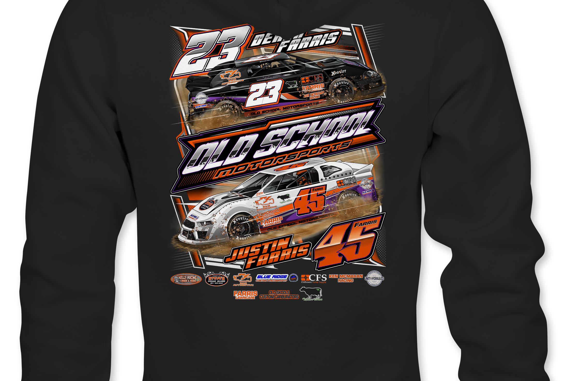 Old School Motorsports Racing Hoodies Black Acid Apparel