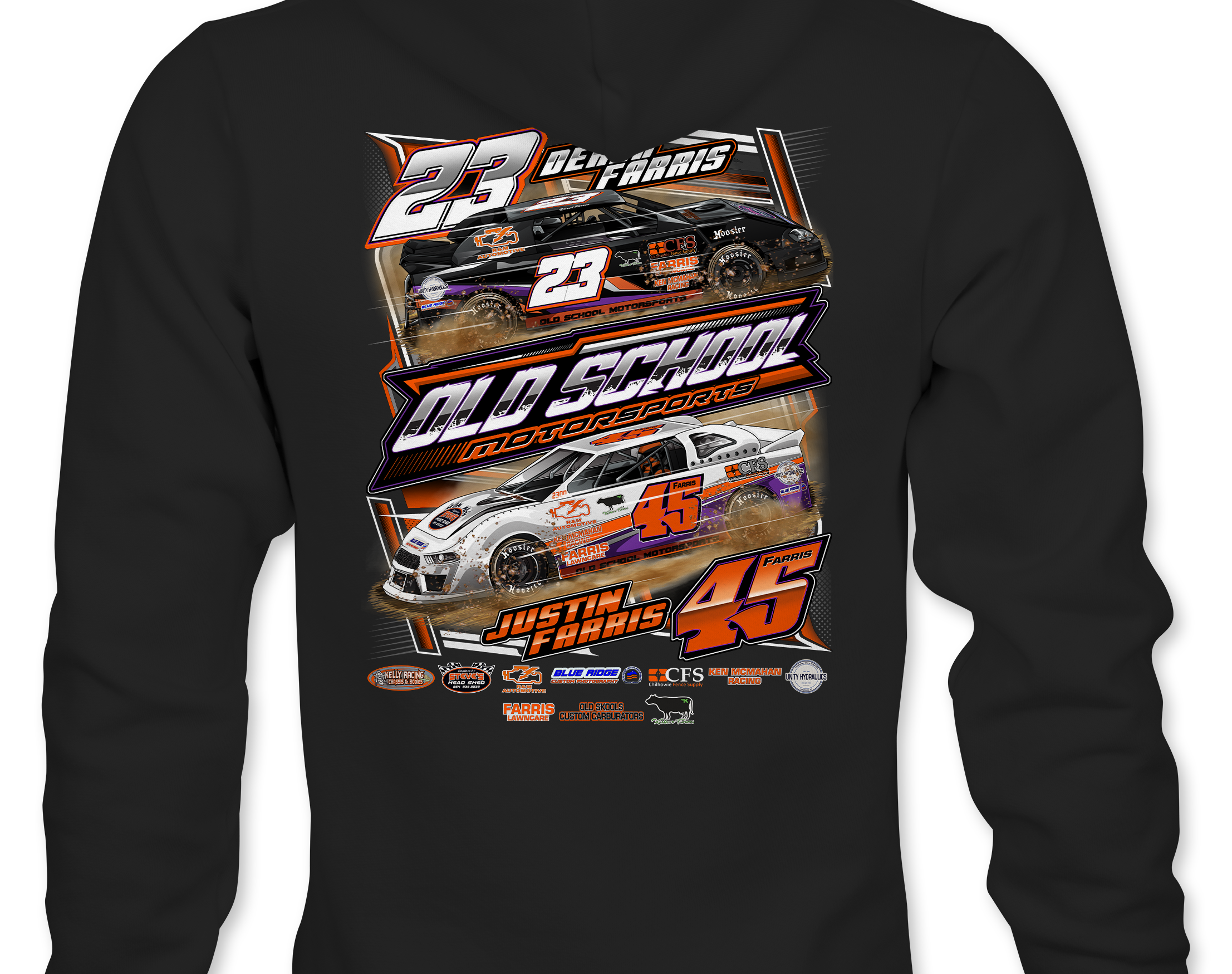 Old School Motorsports Racing Hoodies Black Acid Apparel