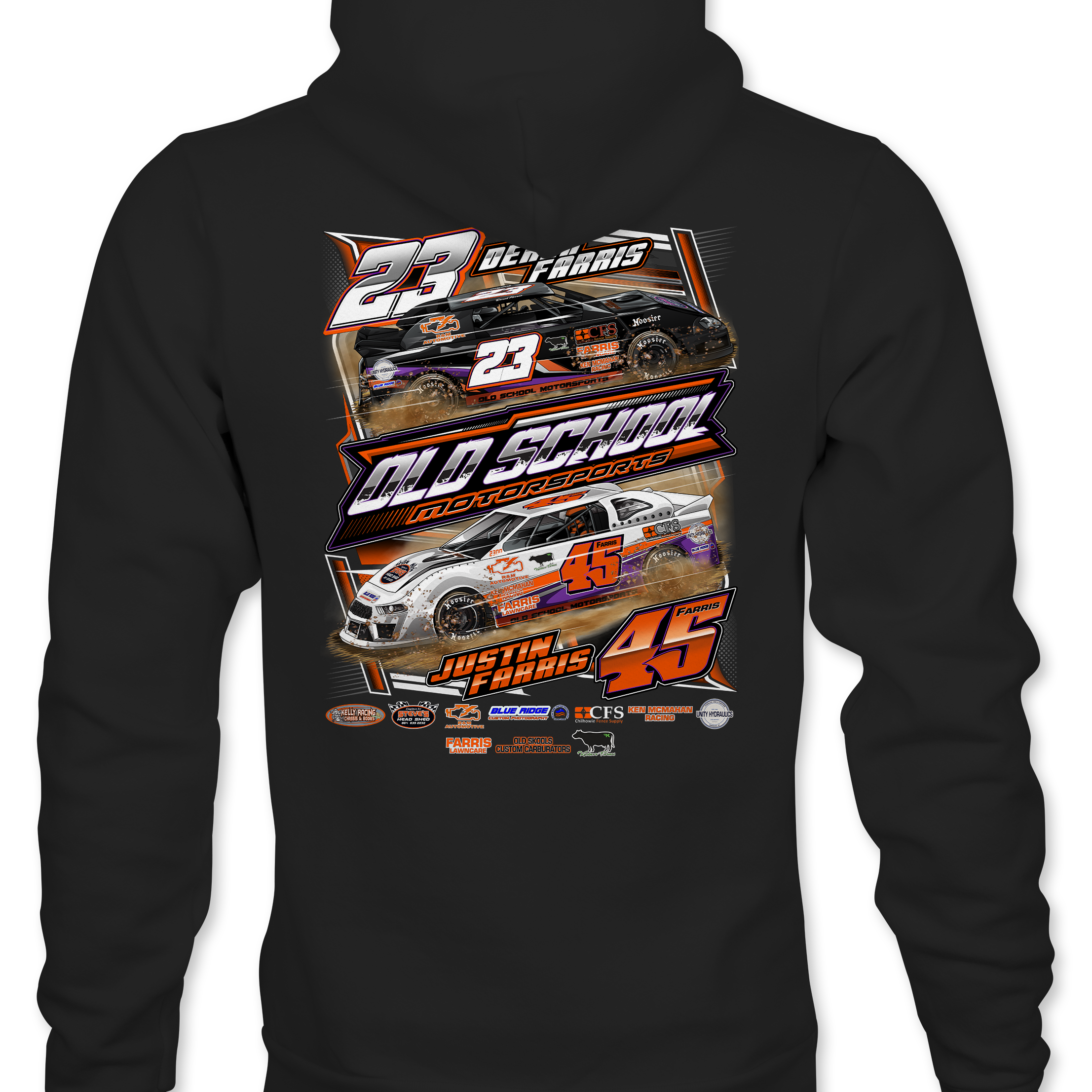 Old School Motorsports Racing Hoodies Black Acid Apparel