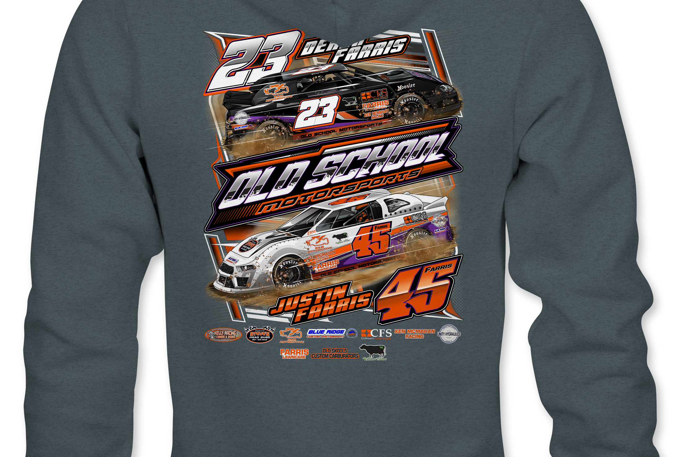 Old School Motorsports Racing Hoodies Black Acid Apparel