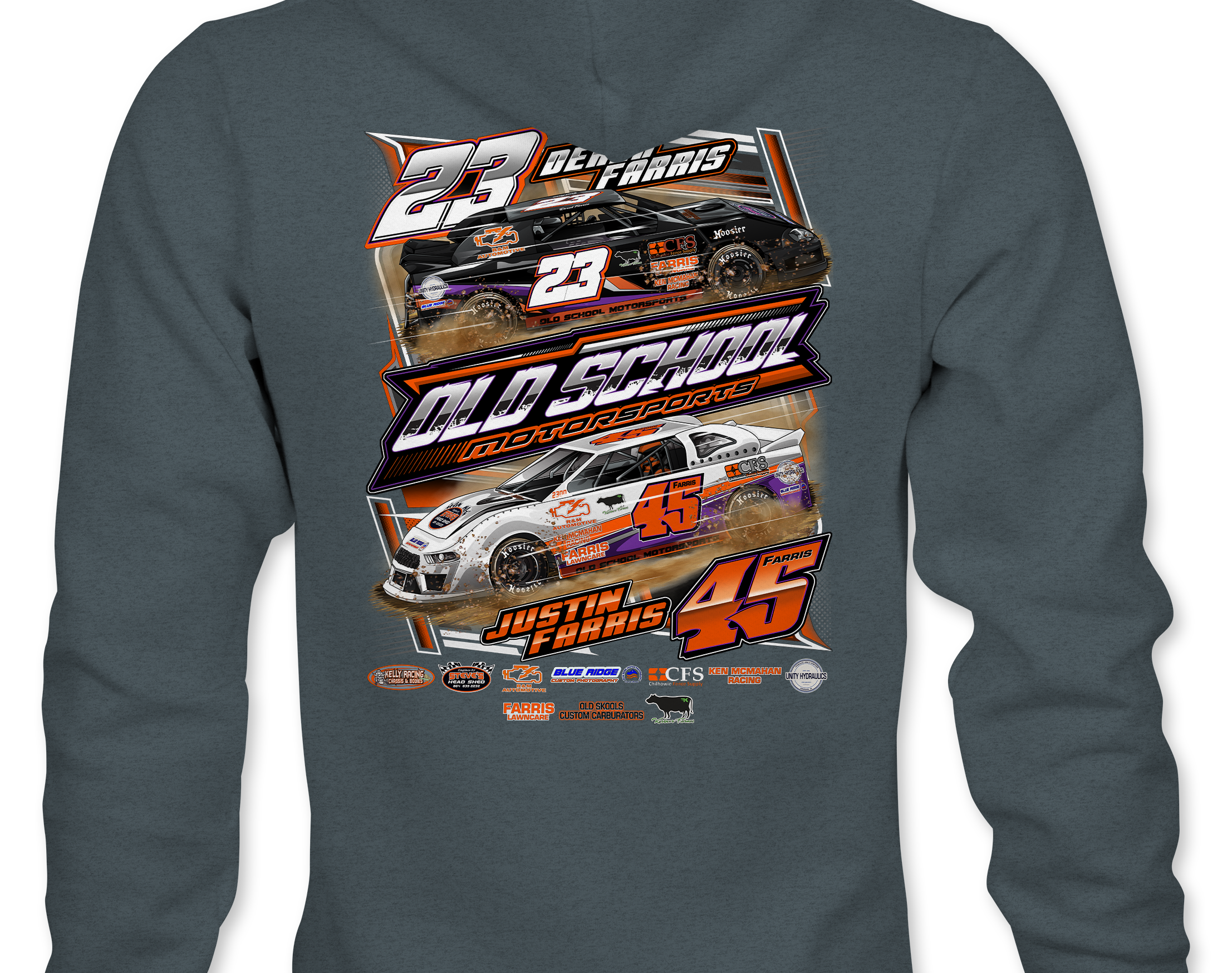 Old School Motorsports Racing Hoodies Black Acid Apparel