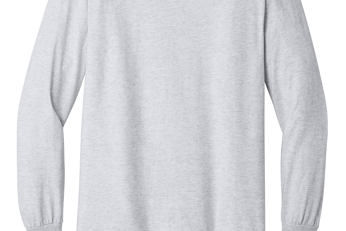 Adult ash grey gildan Ash Grey Longsleeve, back view