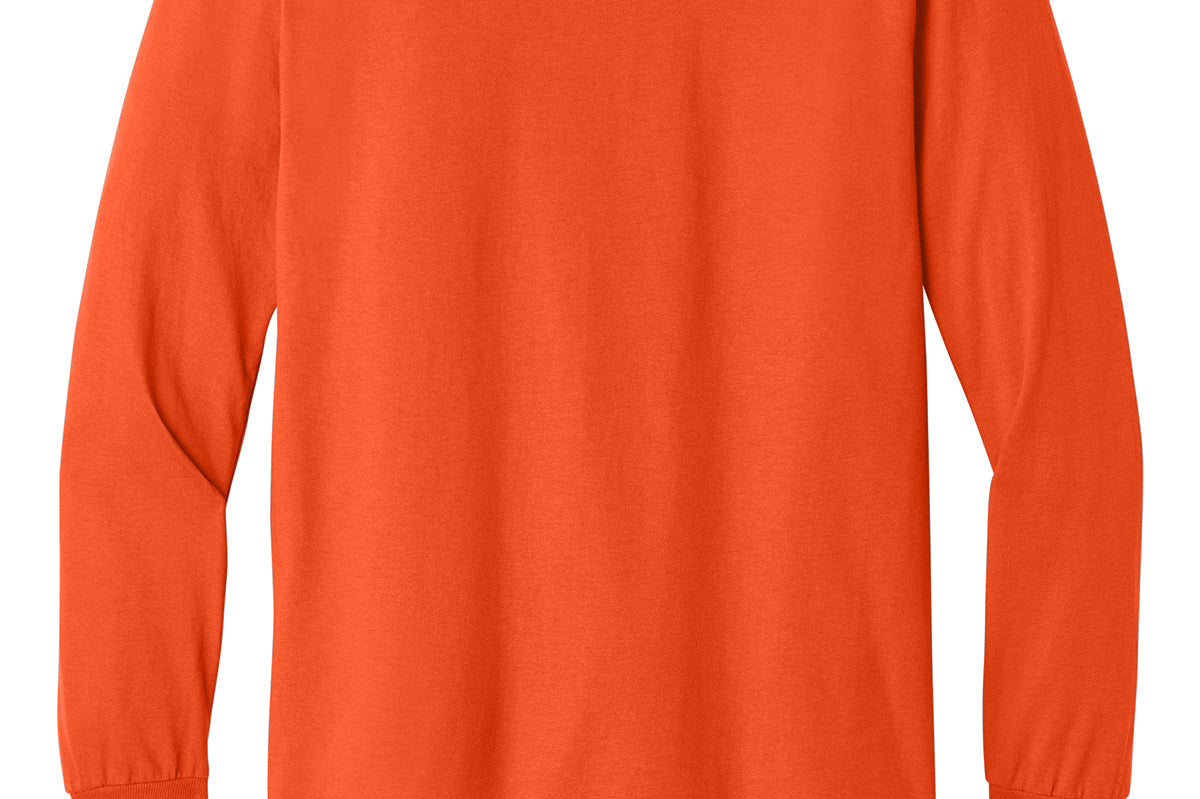 Adult orange gildan Orange Longsleeve, back view
