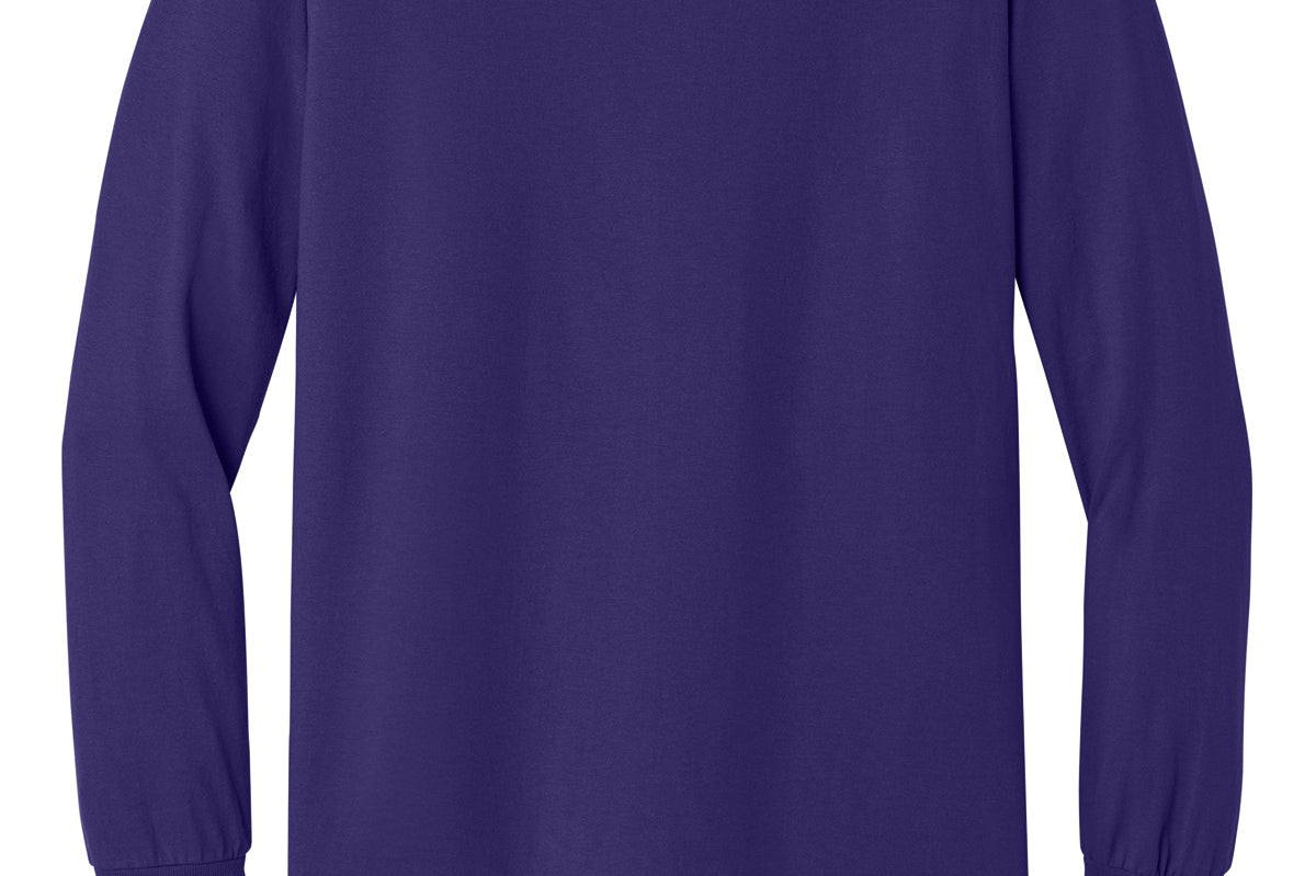 Adult purple gildan Purple Long Sleeve, front view