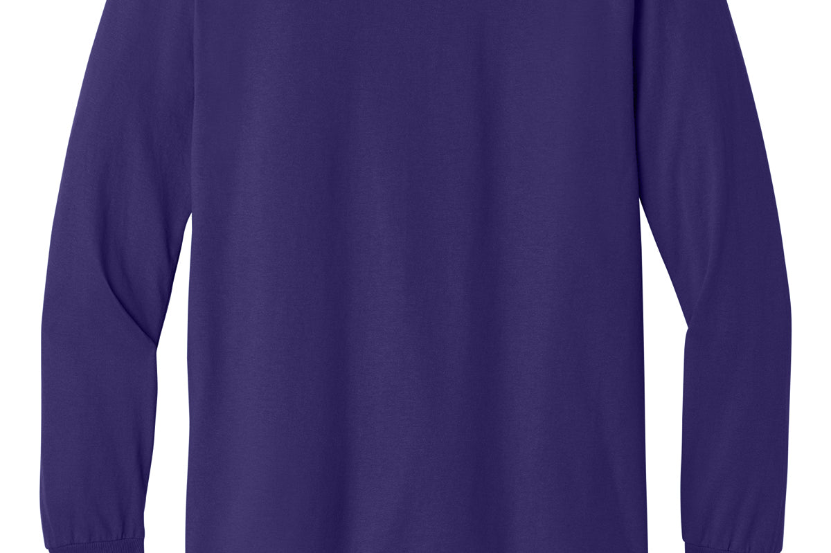 Adult purple gildan Purple Long Sleeve, back view