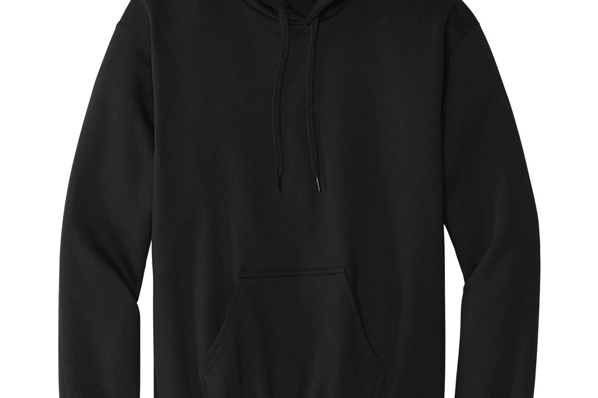 Adult black gildan Black Hoodie, front view