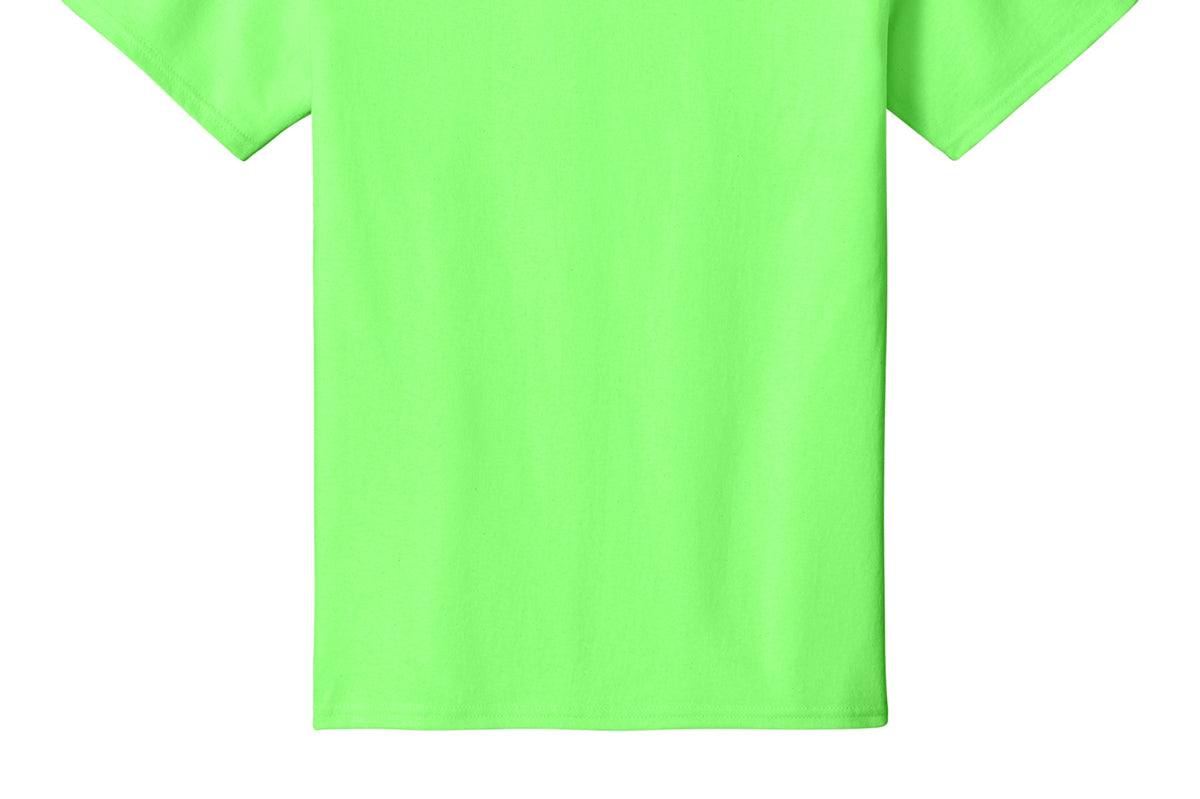 Adult fluorescent lime green port & co Fluorescent Lime Green Tee Shirt, front view