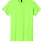 Adult fluorescent lime green gildan Fluorescent Lime Green Tee Shirt, front view