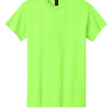 Adult fluorescent lime green gildan Fluorescent Lime Green Tee Shirt, front view