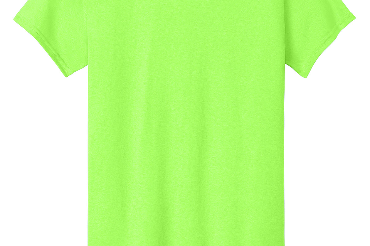 Adult fluorescent lime green gildan Fluorescent Lime Green Tee Shirt, back view
