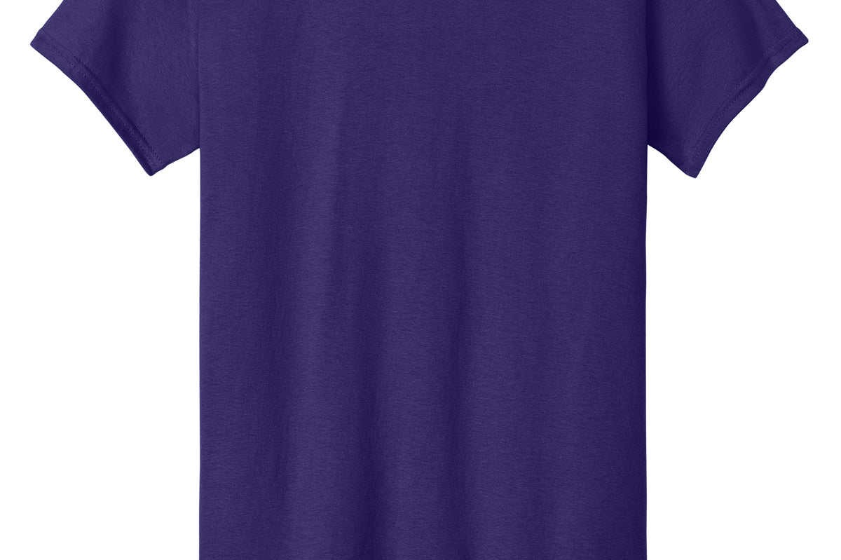 Adult purple gildan Purple Tee Shirt, back view