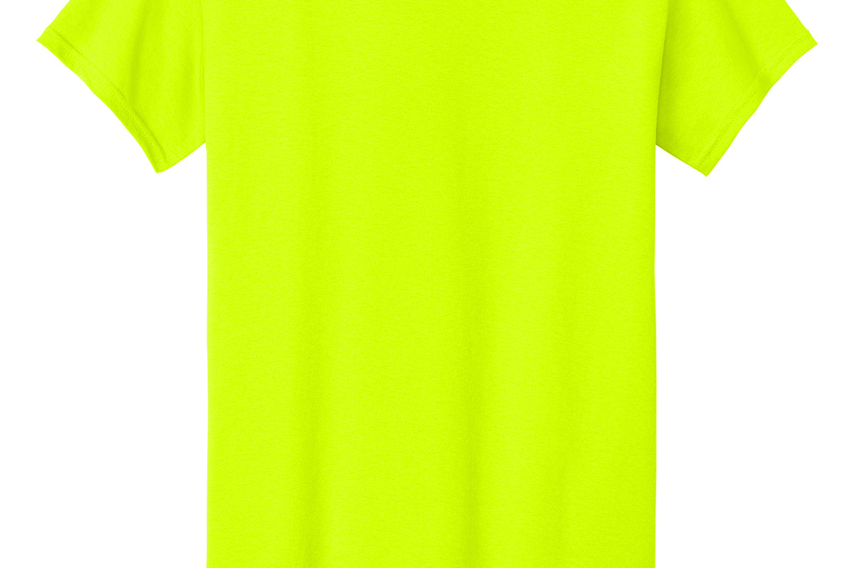 Adult fluorescent yellow gildan Fluorescent Yellow Tee Shirt, front view