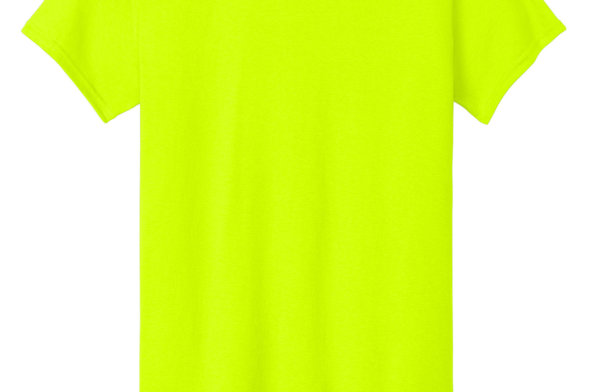 Adult fluorescent yellow gildan Fluorescent Yellow Tee Shirt, back view