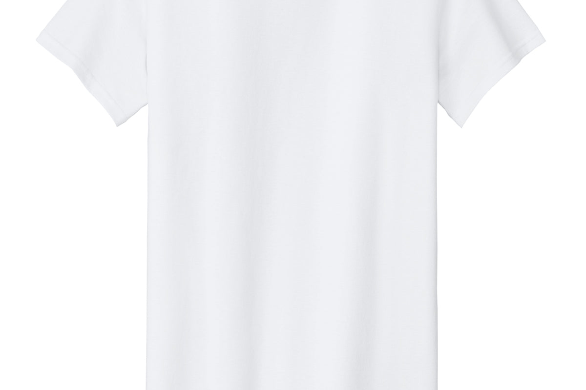 Adult white gildan White Tee Shirt, front view