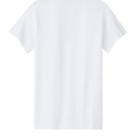 Adult white gildan White Tee Shirt, back view