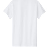 Adult white gildan White Tee Shirt, back view