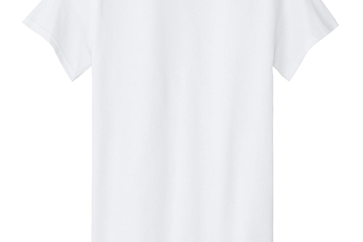 Adult white gildan White Tee Shirt, back view