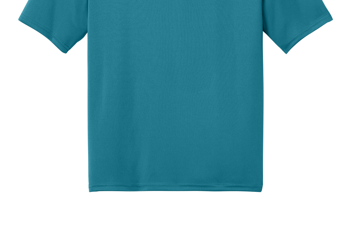 Turquoise A4 tee shirt, back view