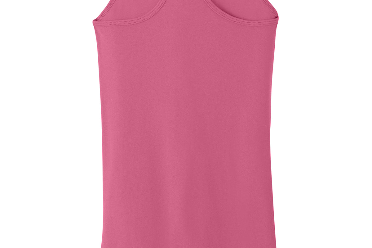 Medium Pink Next Level tank, back view