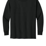 Youth black gildan Youth Black Long Sleeve, front view