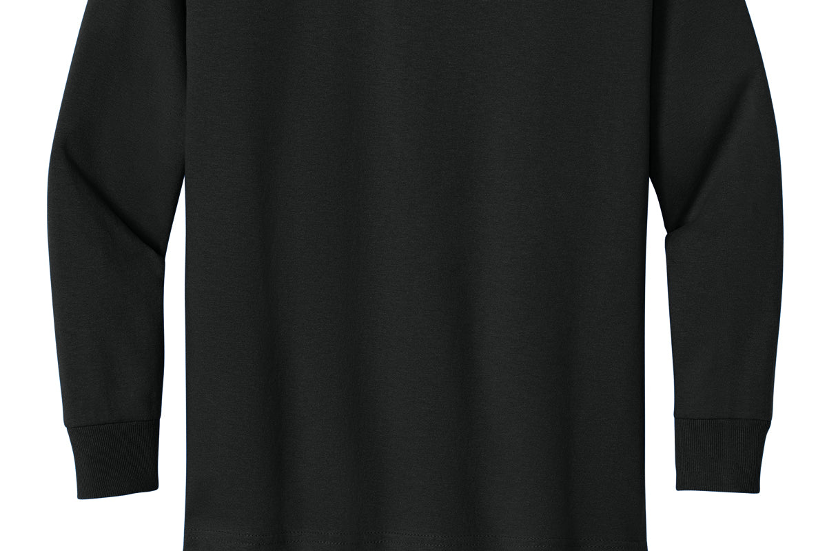 Youth black gildan Youth Black Long Sleeve, front view