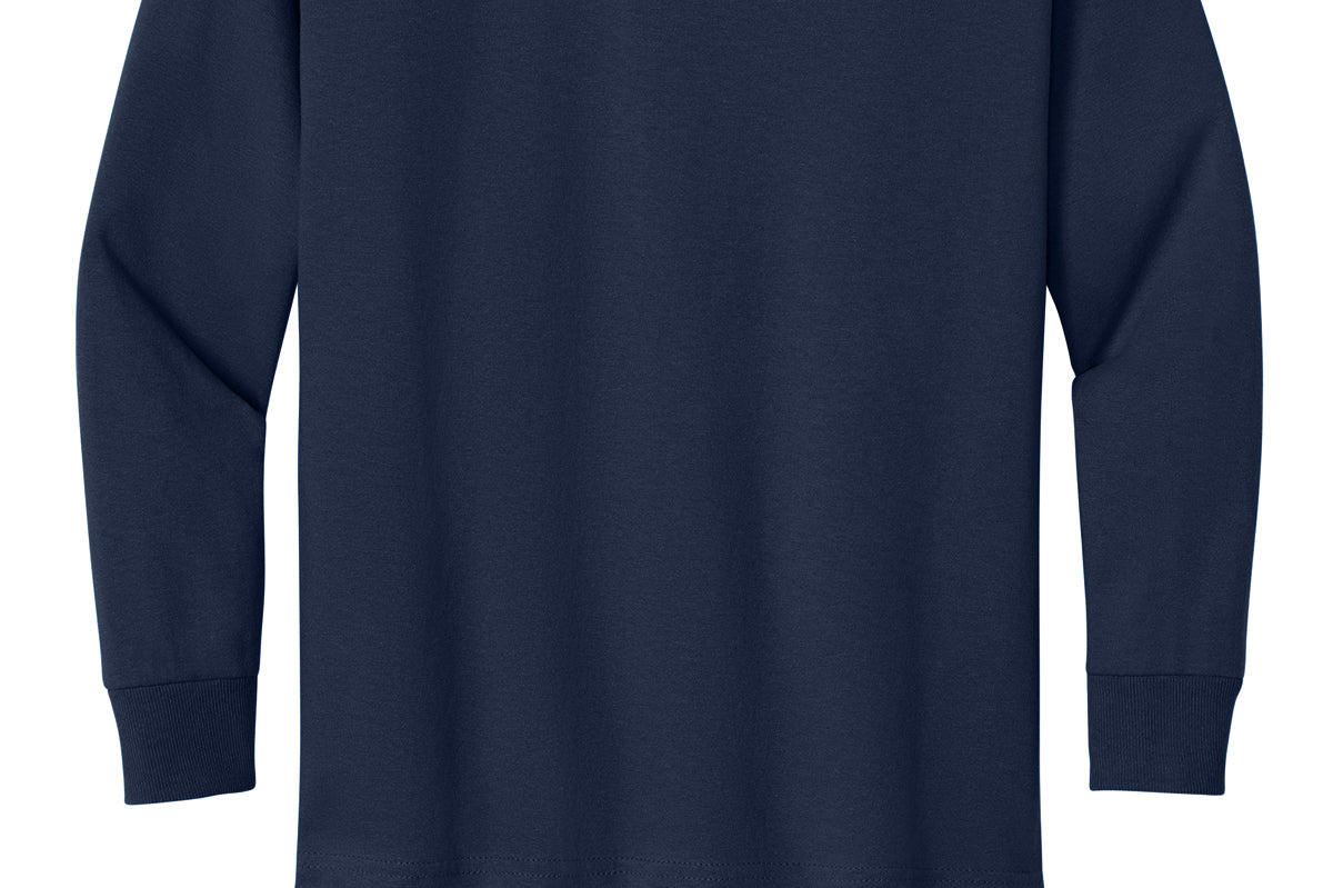 Youth navy gildan Youth Navy Long Sleeve, front view