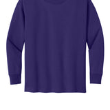 Youth purple gildan Youth Purple Long Sleeve, front view