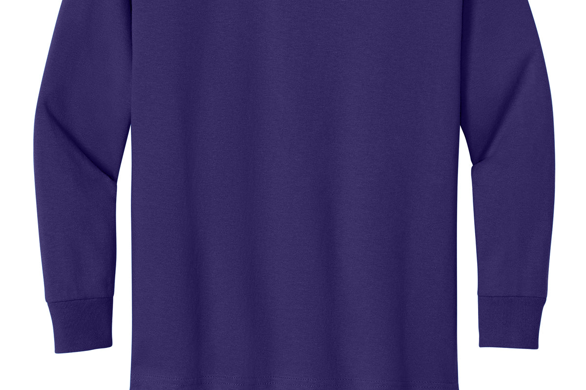 Youth purple gildan Youth Purple Long Sleeve, front view