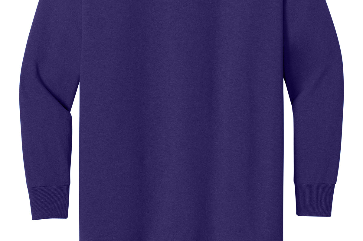 Youth purple gildan Youth Purple Long Sleeve, back view