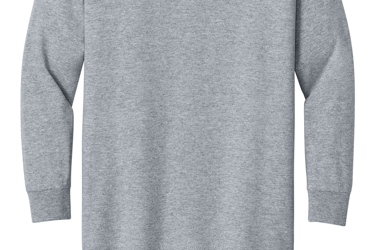 Youth sport grey gildan Youth Sport Grey Long Sleeve, front view
