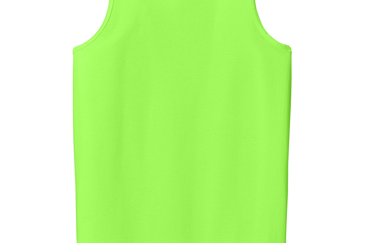 Adult fluorescent lime green gildan Fluorescent Lime Green Tank, front view