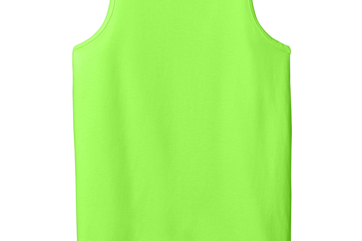 Adult fluorescent lime green gildan Fluorescent Lime Green Tank, back view
