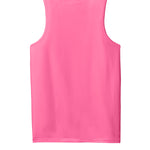 Adult hot pink gildan Hot Pink Tank, back view