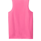 Adult hot pink gildan Hot Pink Tank, back view