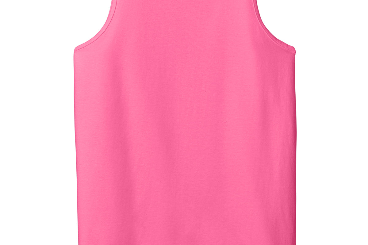 Adult hot pink gildan Hot Pink Tank, back view