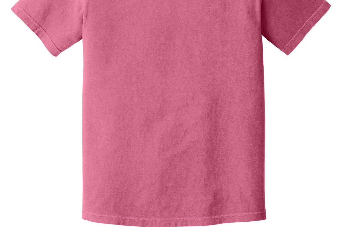 Medium Pink Comfort Colors tee shirt, back view