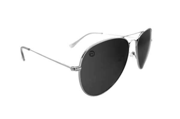 Driven Sunglasses - Legend Silver Aviator Black Acid Apparel