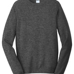 Adult dark heather grey port & co Dark Heather Grey Crewneck, front view