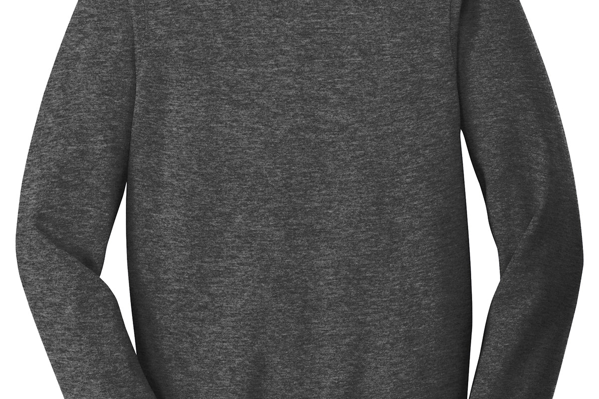 Adult dark heather grey port & co Dark Heather Grey Crewneck, front view
